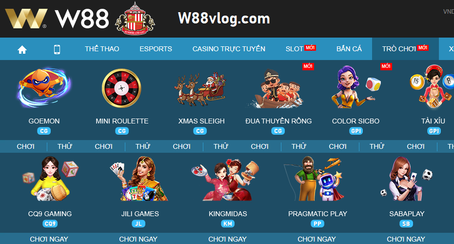 Kho trò chơi của w88